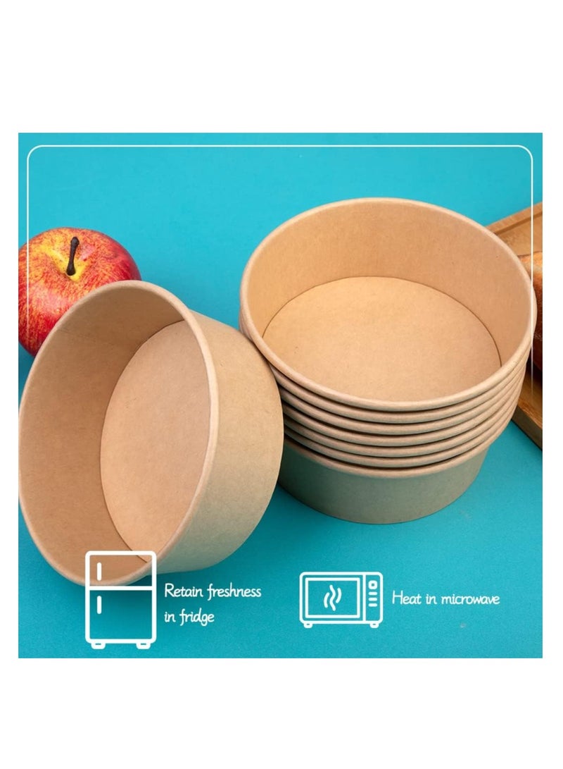 Disposable Paper Bowls, 25 Pack with Clear Lids, Paper Salad Bowls, Large Paper Soup Bowls, 25oz Paper Food Container with Lid Suitable for Diet Salad, Ice Cream, Yogurt and Other Foods - Image 4